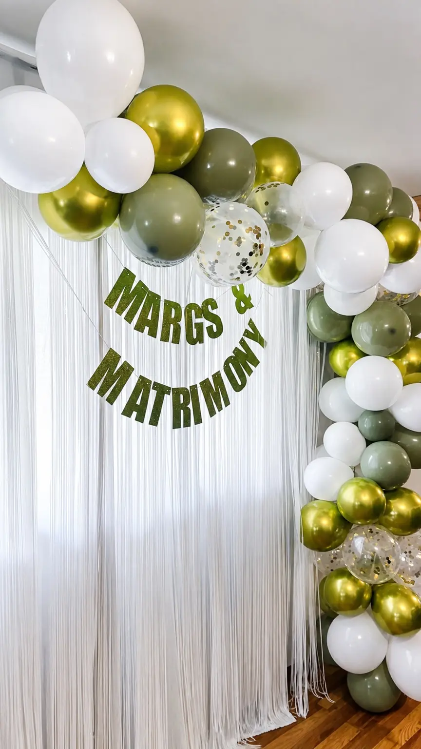 Margaritas and Matrimony balloon backdrop for the Lake Geneva bachelorette