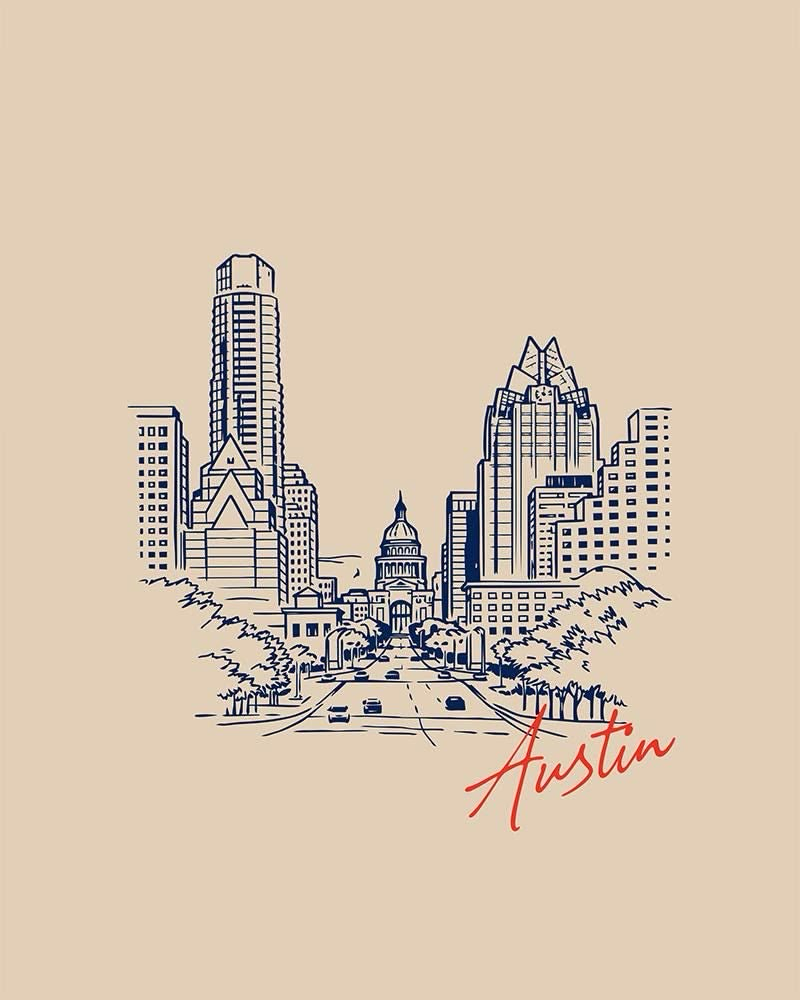 Illustrated Austin skyline