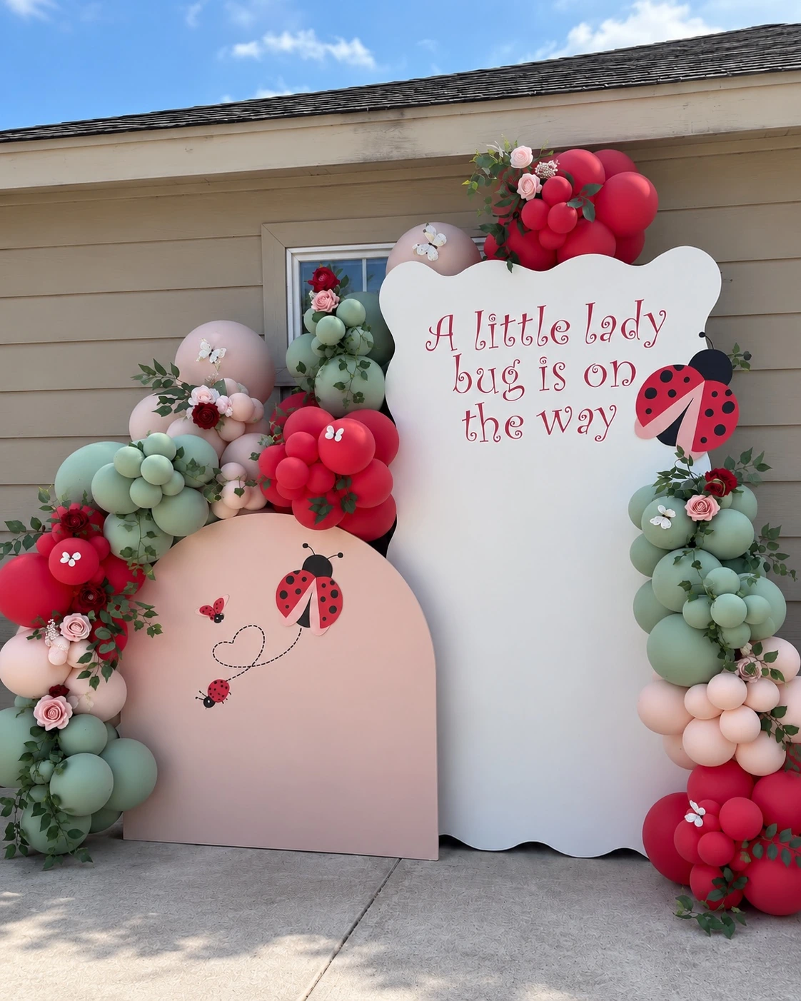 Whimsical ladybug baby shower backdrop