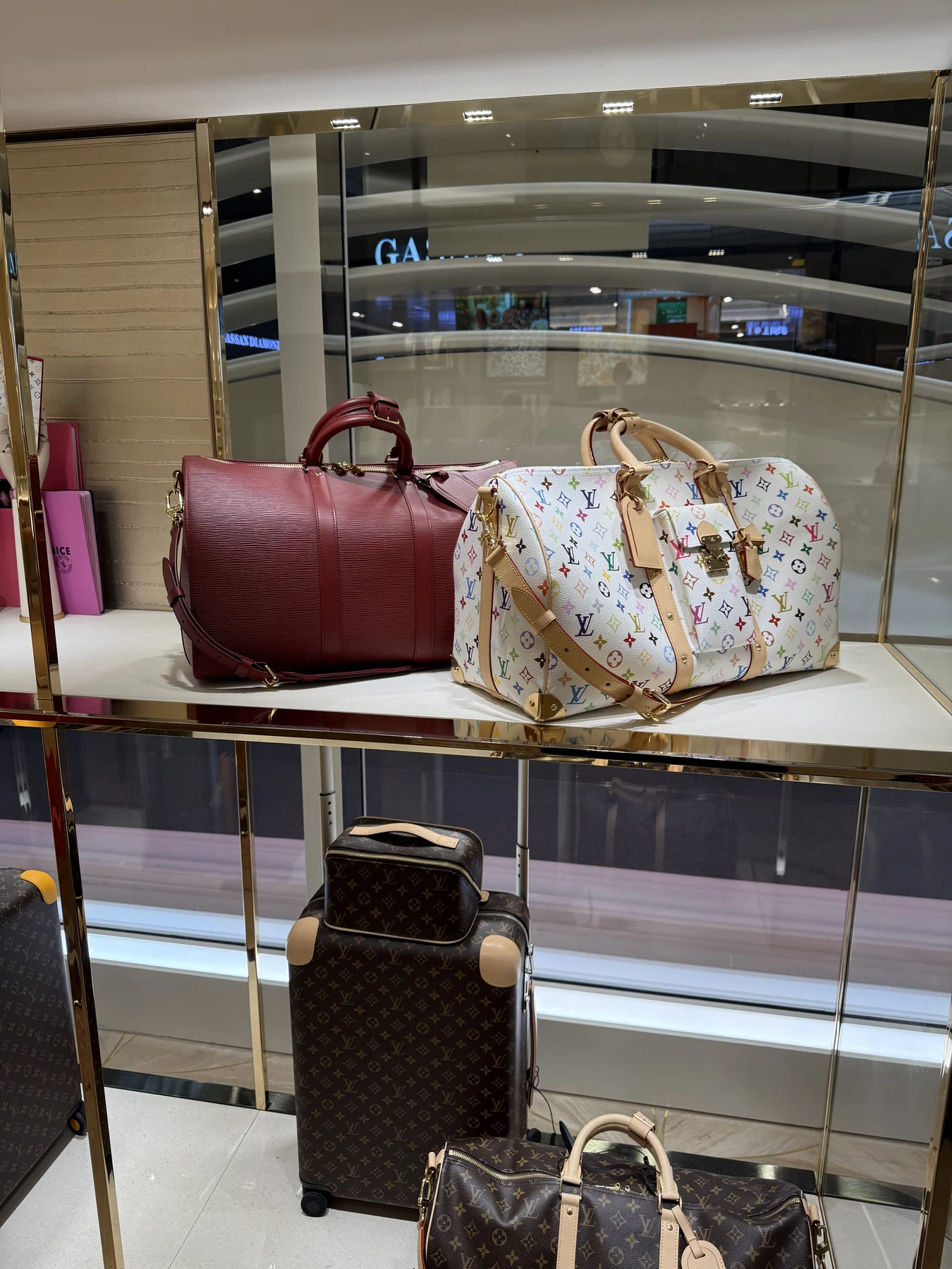 Designer handbags photographed during sourcing in Europe
