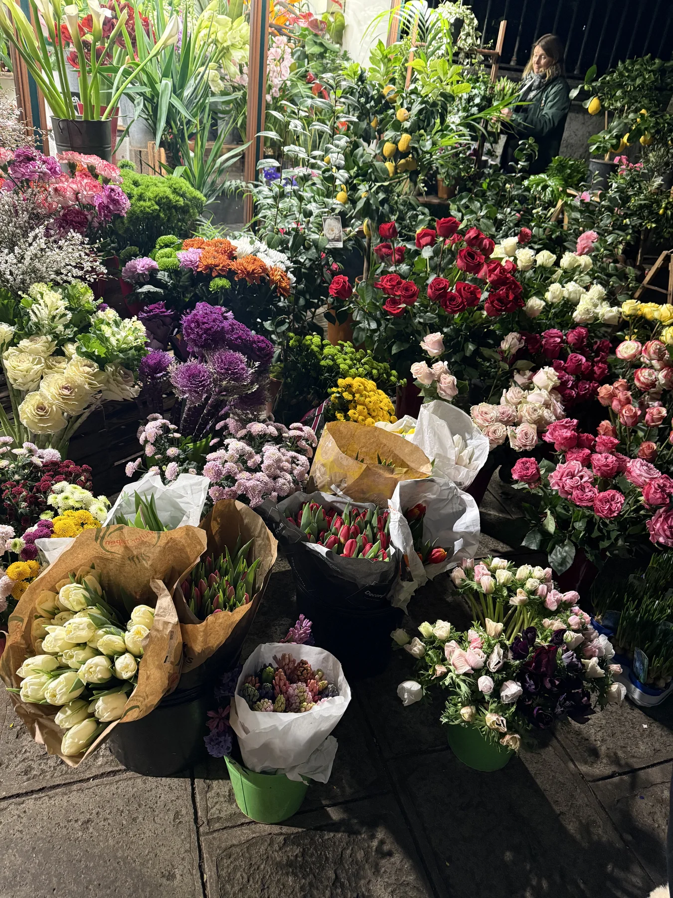 A European flower market filled with fresh florals