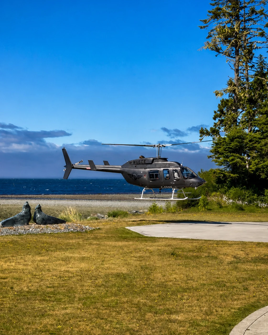 A helicopter used during the Canada family trip