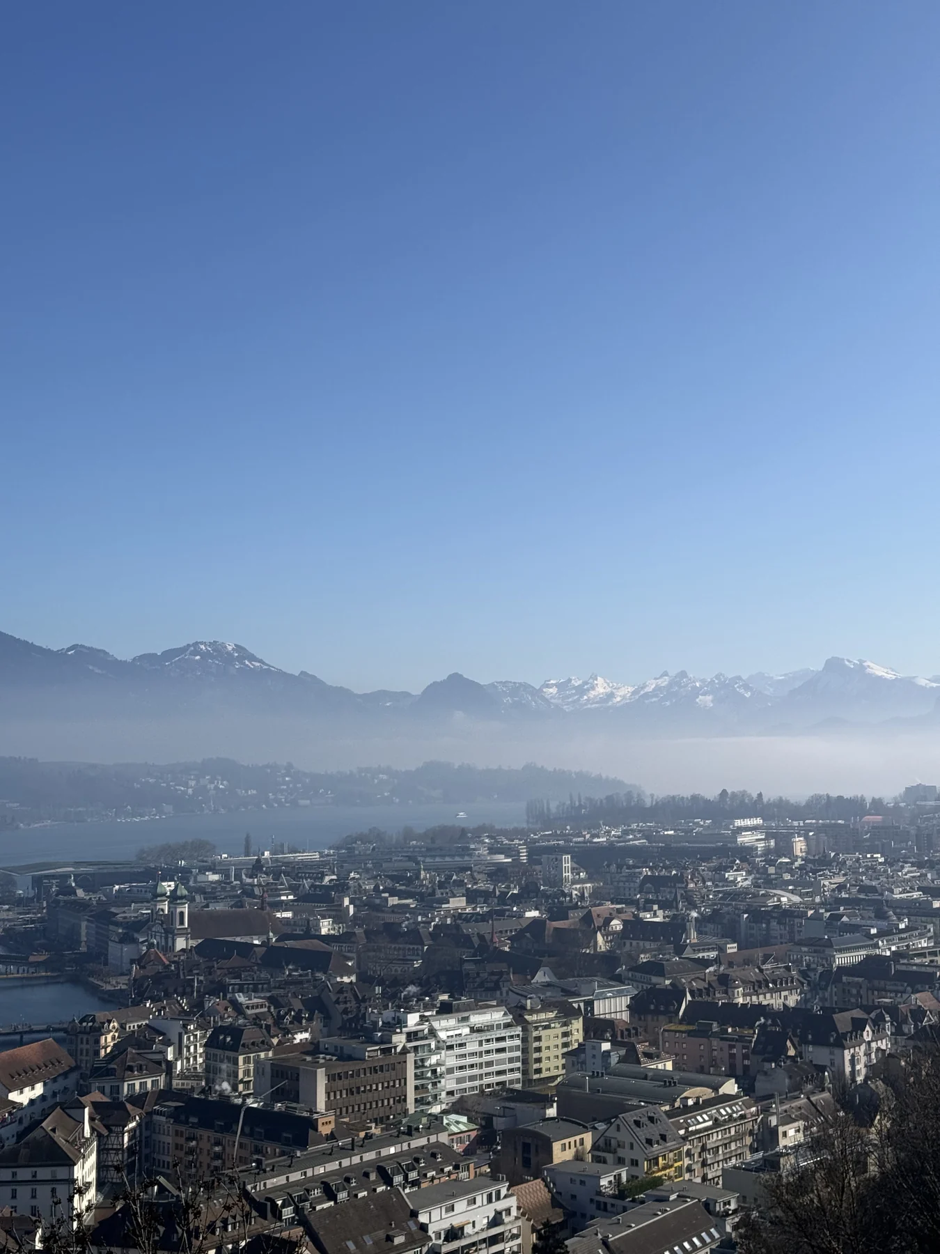 A panoramic view over Lucerne and the mountains