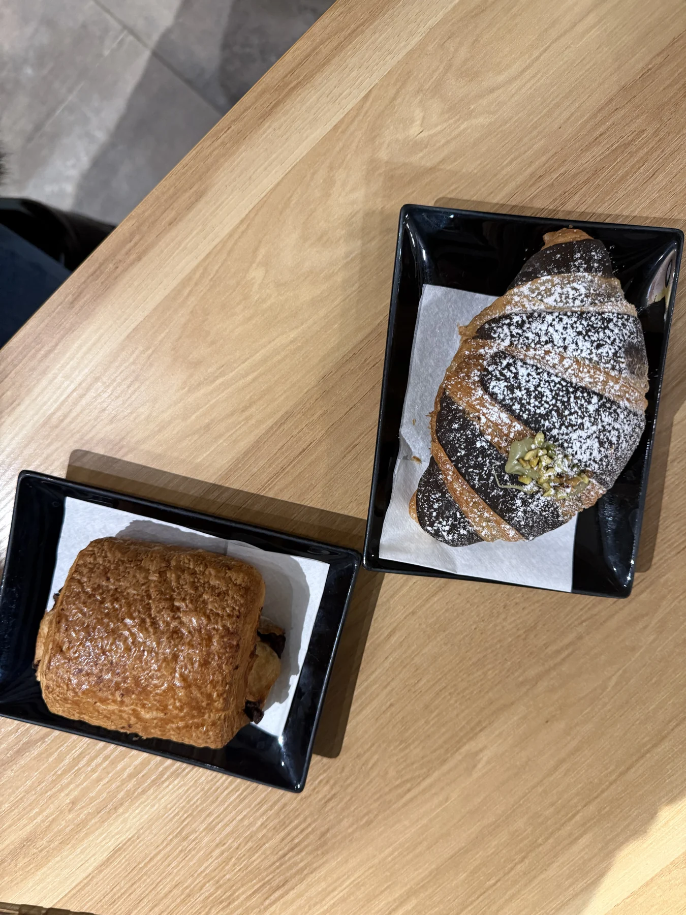 Two pastries from the Venice bakery including the Dubai-style croissant