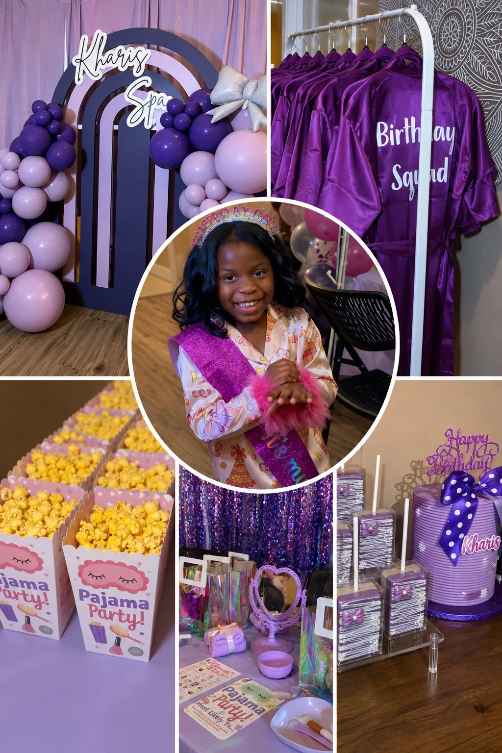 Purple spa birthday party details